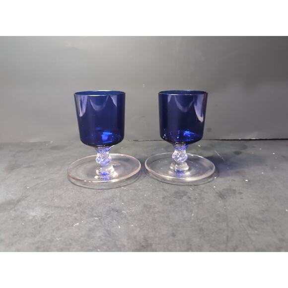 Cambridge Glass Footed Cigarette‎ Urns, Set of 2, Cobalt Sapphire Blue, Vintage - Picture 2 of 11